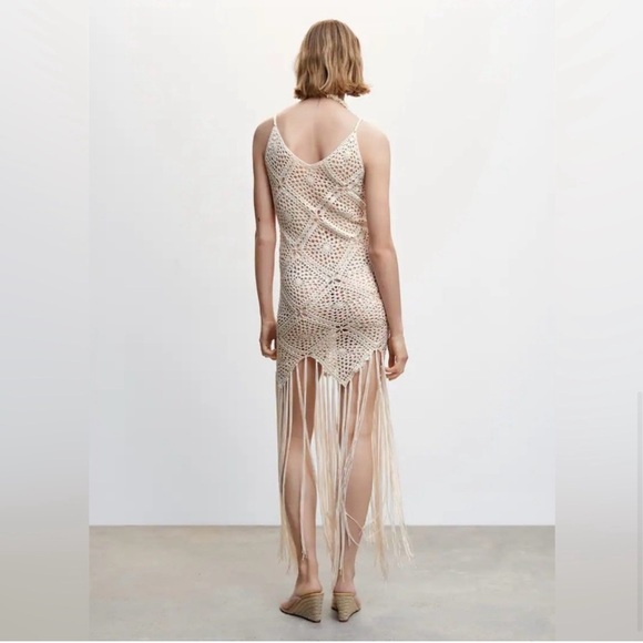 NWT MANGO Crochet Mini Dress with Fringe reg $130 - Picture 4 of 10